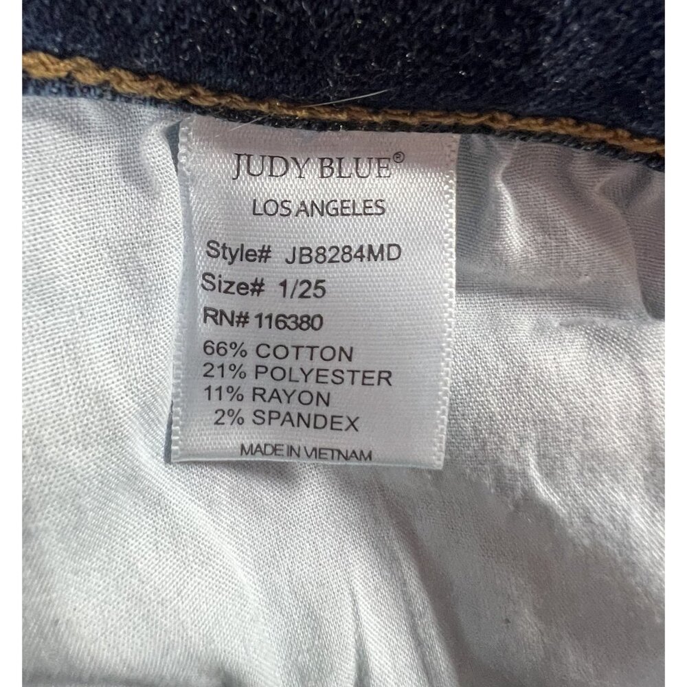 Judy Blue Women 1/25 Boyfriend Jeans Blue Relaxed Distressed Stretch Zipper - Picture 10 of 13